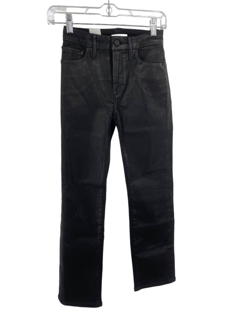 NWT Good American Wax Coated Black Skinny Jeans size 00/24 High Waisted